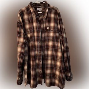 Carhartt, original fit 4xl, tan/brown mid weight flannel , good condition